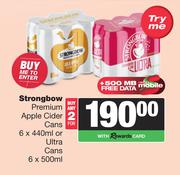 Strongbow Premium Apple Cider Cans 6 x 440ml Or Ultra Cans 6 x 500ml-For Any 2