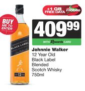 Johnnie Walker 12 Year Old Black Label Blended Scotch Whisky-750ml