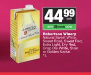 Robertson Winery Natural Sweet White,Rose,Red,Extra Light,Dry Red,Crisp,Stein Or Golden Nectar-1L