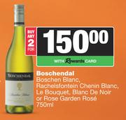 Boschendal Boschen Blanc,Rachelsfontein Chenin Blanc,Le Bouquet,De Noir Or Rose Garden Rose-2 x 750m