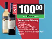 Robertson Winery Chapel Sweet White,Extra Light,White NL Sweet Rose,Red Or Sweet Red-For 2 x 750ml