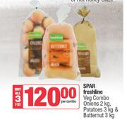 Spar Freshline Veg Combo Onions 2Kg,Potatoes 3Kg & Butternut 3Kg-For3