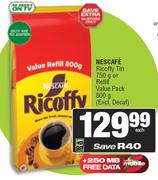 Nescafe Ricoffy Tin 750g Or Refill Value Pack 800g