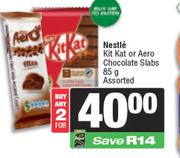 Nestle Kitkat Or Aero Chocolate Slabs Assorted-For 2 x 85g
