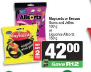Maynards Or Beacon Gums & Jellies 100g Or Liquorice Allsorts 150g-For 2