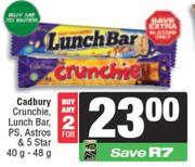 Cadbury Crunchie, Lunch Bar, P.S, Astros & 5 Star-For 2 x 40g-48g