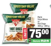 Fry's Soya Mince Or Hot Dogs-For 2 x 300g-360g