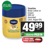 Vaseline Body Lotion Or Cream Assorted-400ml