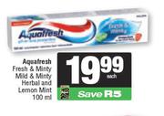 Aquafresh Fresh & Minty Mild & Minty Herbal & Lemon Mint-100ml
