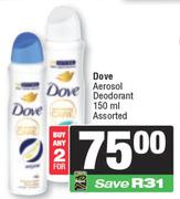 Dove Aerosol Deodorant Assorted-For 2 x 150ml