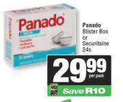 Panado Blister Box Or Securitaine-24s Per Pack