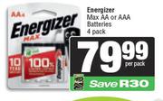 Energizer Max AA Or AAA Batteries 4 Pack-Per Pack