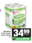 Twinsaver Roller Towels Classic White-4s Per Pack