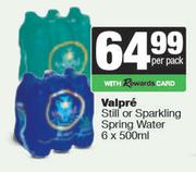 Valpre Still Or Sparkling Spring Water-6 x 500ml