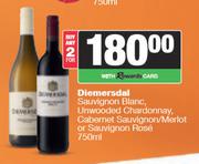Diemersdal Sauv Blanc,Unwooded Chardonnay,Cabernet Sauvignon/Merlot Or Sauvignon Rose-For 2 x 750ml
