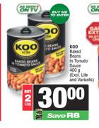 Koo Baked Beans In Tomato Sauce-For 2 x 400g