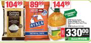 Golden Delight Rice 10Kg+Nyala Super Maize Meal 10Kg+Spar Sunflower Oil 5L-Per Combo
