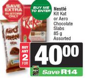 Nestle Kitkat Or Aero Chocolate Slabs-For 2 x 85g