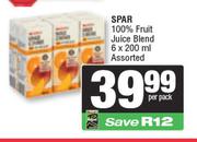 Spar 100% Fruit Juice Blend Assorted-6 x 200ml