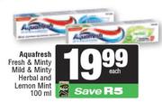 Aquafresh Fresh & Minty Mild & Minty Herbal & Lemon Mint-100ml