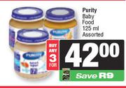 Purity Baby Food Assorted-For 3 x 125ml