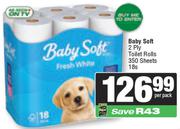 Baby Soft 2 Ply Toilet Rolls 350 Sheets-18s Per Pack