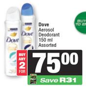 Dove Aerosol Deodorant Assorted-For 2 x 150ml