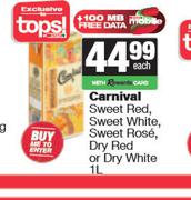 Carnival Sweet Red, White, Rose, Dry Red Or Dry White-1L Each