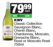 KWV Classic Sauvignon, Chenin, Chardonnay, Moscato, Grenache Blanc, Rose Or Moscato Rose-750mll Each