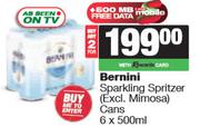 Bernini Sparkling Spritzer Cans-For 2 x 6 x 500ml