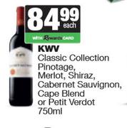 KWV Classic Collection Pinotage, Merlot, Shiraz, Cabernet Sauv, Cape Blend Or Petit Verdot-750ml EA