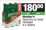 Hunter's Real Dry Or Gold Handies-For 2 x 6 x 330ml