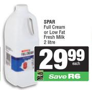 Spar Full Cream Or Low Fat Fresh Milk-2L