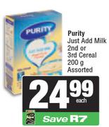 Purity Just Add Milk 2nd Or 3rd Cereal Assorted-200g