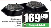 Mellerware Double Spiral Hotplate Black 2000W