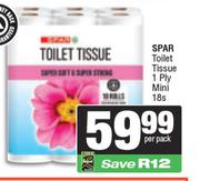 Spar Toilet Tissue 1 Ply Mini-18s Per Pack