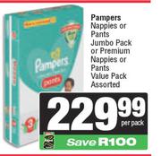 Pampers Nappies Or Pants JP Or Premium Nappies Or Pants VP Assorted-Per Pack