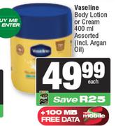Vaseline Body Lotion Or Cream Assorted-400ml