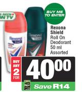 Rexona Shield Roll On Deodorant Assorted-For 2 x 50ml