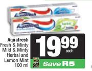 Aquafresh Fresh & Minty Mild & Minty Herbal & Lemon Mint-100ml