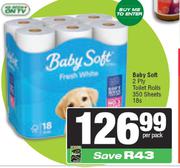 Baby Soft 2 Ply Toilet Rolls 350 Sheets-18s Per Pack
