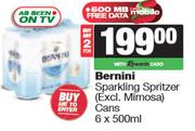 Bernini Sparkling Spritzer Cans-For 2 x 6 x 500ml