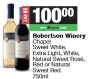 Robertson Winery Chapel Sweet White,Extra Light,White,NL Sweet Rose,Red Or NL Red-For 2 x 750ml