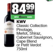KWV Classic Collection Pinotage,Merlot,Shiraz,Cabernet Sauvignon,Cape Blend Or Petit Verdot-750ml