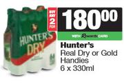 Hunter's Real Dry Or Gold Handies-For 2 x 6 x 330ml