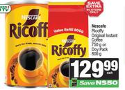Nescafe Ricoffy Original Instant Coffee 750g Or Doy Pack 800g-Each