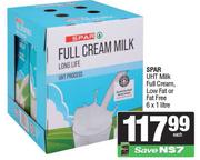 Spar UHT Milk (Full Cream, Low Fat Or Fat Free) 6 x 1 Ltr-Each