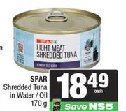 Spar Shredded Tuna In Water/Oil-170g Each