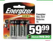Energizer Max AA4 Batteries-4s Per Pack