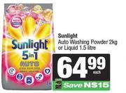 Sunlight Auto Washing Powder 2kg Or Liquid.1.5Ltr Each